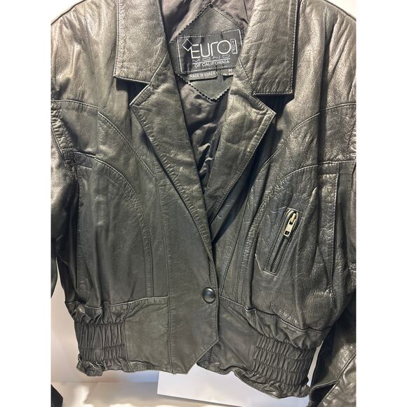 Vtg Euro Mono Of California Black Leather Jacket, Women’s Medium, Made in Korea - Picture 2 of 10